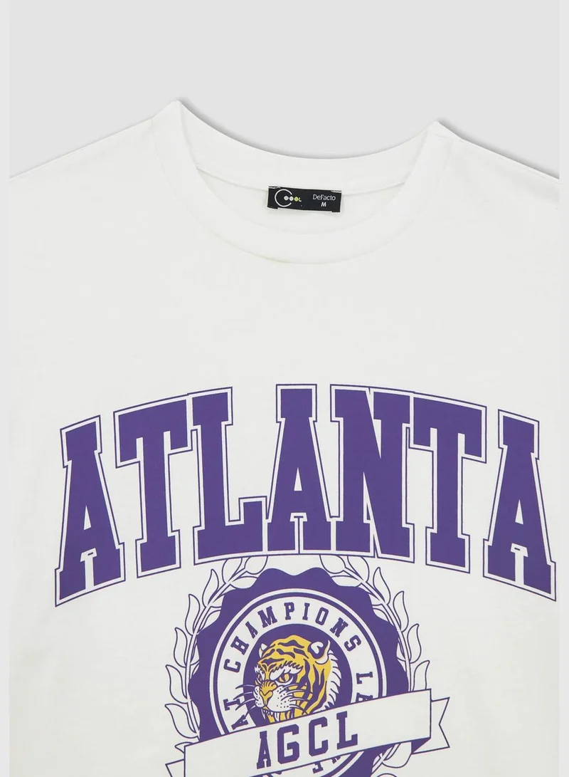 DeFacto Oversized Short Sleeve City Print T-Shirt