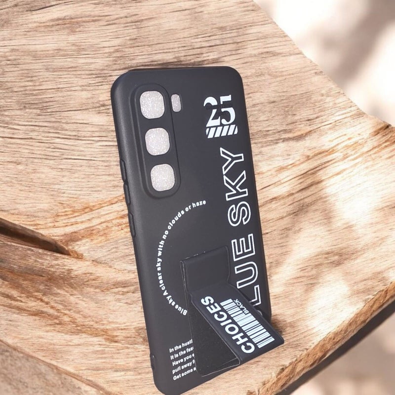 بلو سكاي غطاء سيليكون فاخر لهاتف Infinix Hot 60 pro plus مع حامل متعدد الألوان