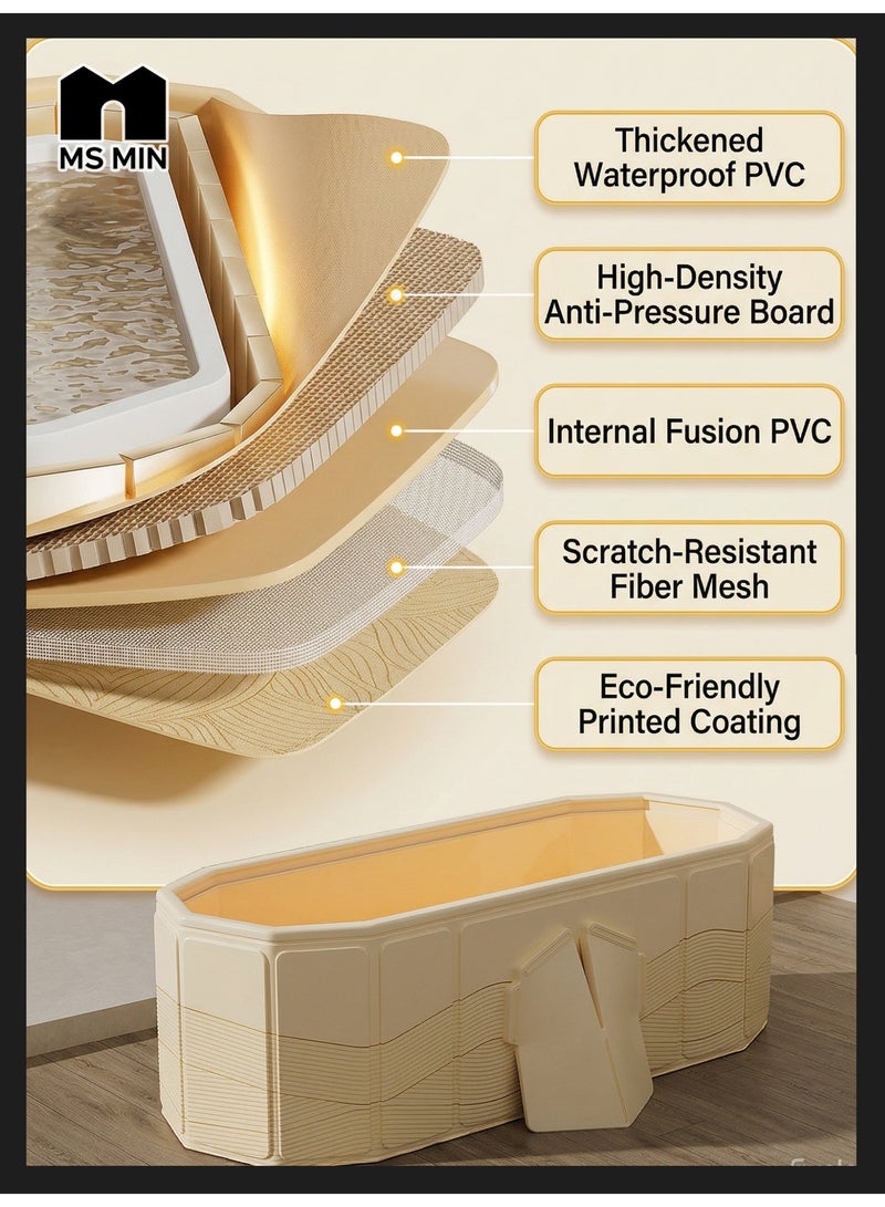 MS MIN Foldable Bathtub for Adults, No Installation Required, Large One-Piece Design, Stable & Leak-Resistant, Space-Saving Home Soaking Tub - Image 2