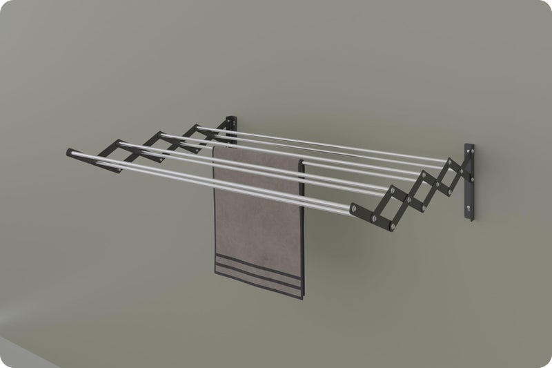 Amiraj Multi Rod Heavy Duty Rust-Free Stainless Steel Foldable Wall Mounted/Mounting Clothes Drying Stand for Balcony | Zigzag Cloth Dryer Racks for Bathroom/Balcony/Indoor/Outdoor (2 Feet, 8 Rod) - Image 1