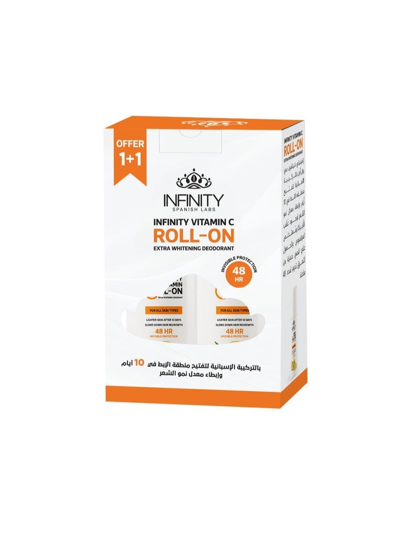 مزيل العرق المبيض الإضافي بفيتامين سي من إنفينيتي - اشتري 1 واحصل على 1 مجانًا  (80ml+50ml)
