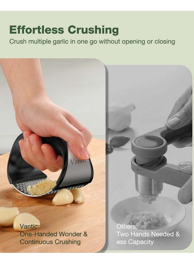 Vantic Garlic Press Rocker - Stainless Steel Garlic Crusher, Mincer and Chopper with Peeler & Scraper, Easy Kitchen Gadget for Effortless Smashing - Image 2
