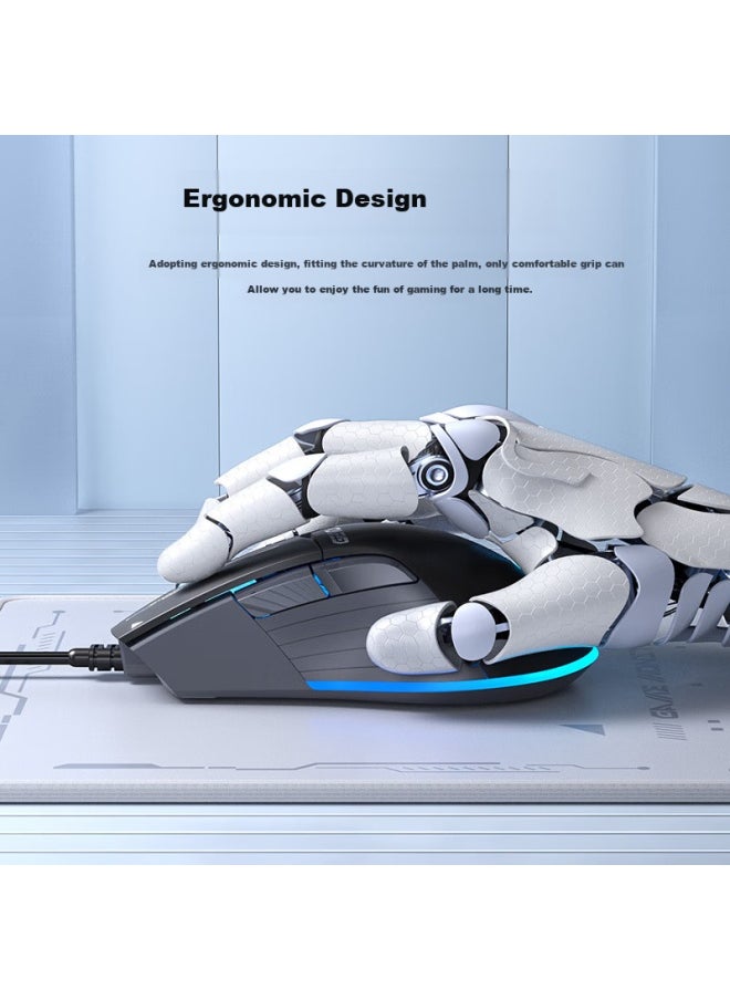 HP Hp G210 Wired Gaming Mouse With Macro Programming, Esports Gaming Mouse For Lol And Pubg, Suitable For Laptops And Desktops, White And Grey Dual-tone  - Image 1