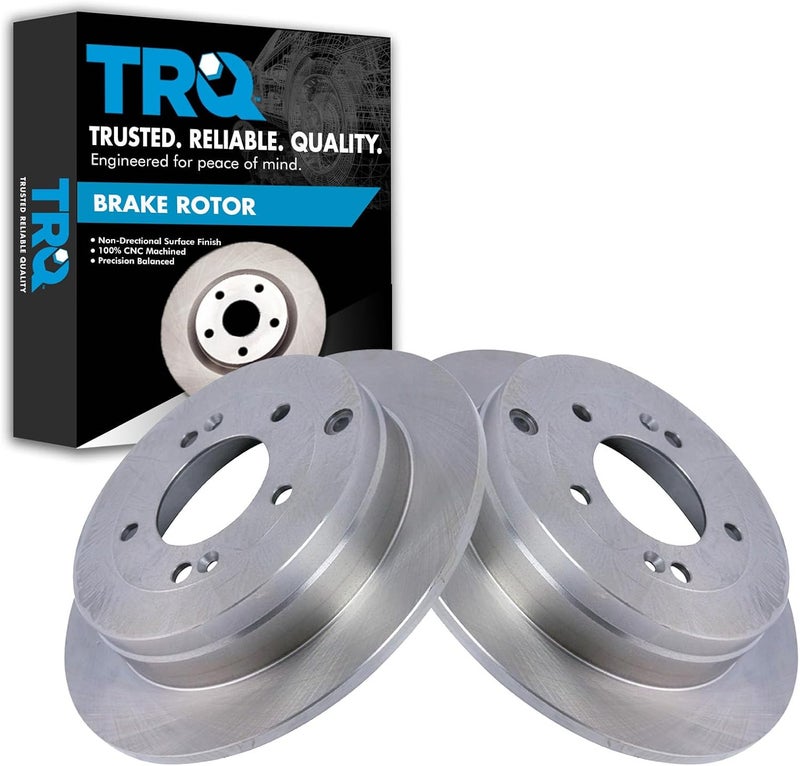 TRQ Rear Brake Rotor Set Solid Compatible with 2006-2010 Hyundai Azera 2007-2009 Kia Amanti - Image 1