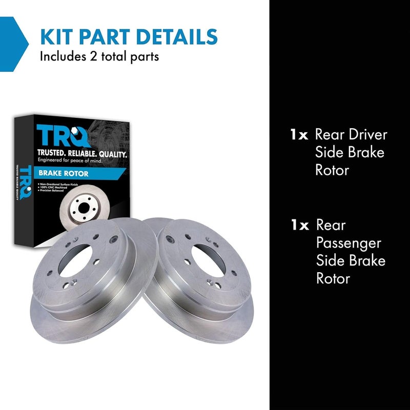 TRQ Rear Brake Rotor Set Solid Compatible with 2006-2010 Hyundai Azera 2007-2009 Kia Amanti - Image 2