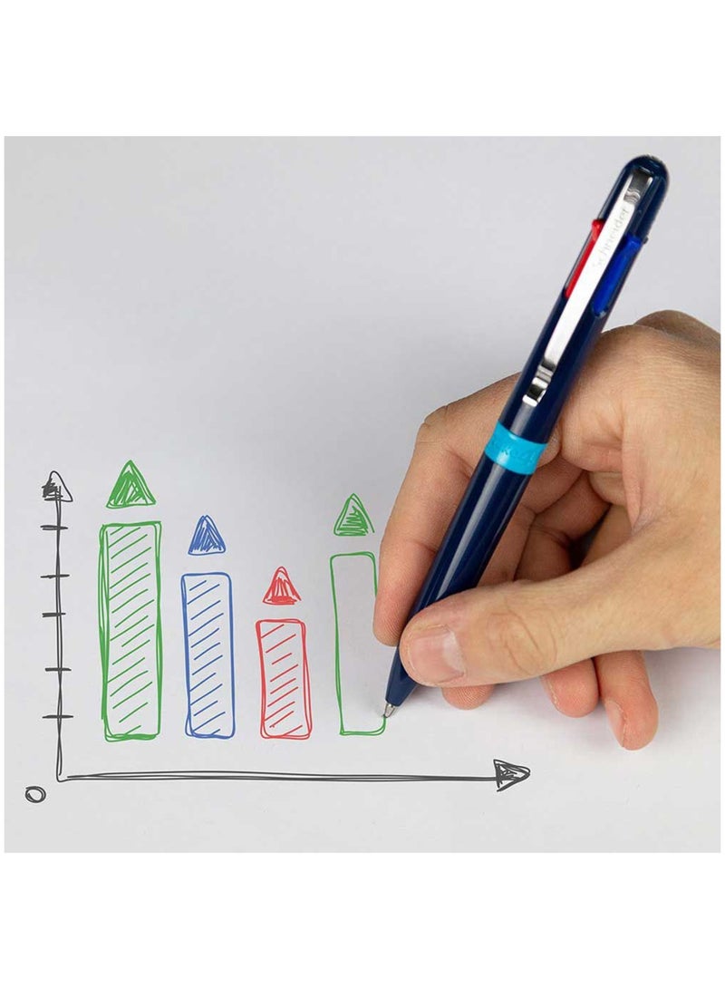 Schneider قلم متعدد الألوان Take4 ببرميل أزرق داكن مع أربعة أحبار ملونة - Image 4