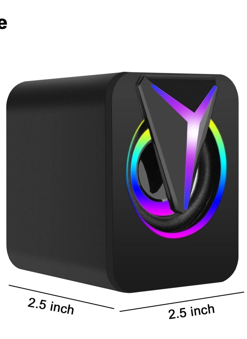 Excefore - Computer Speakers for Desktop, Mini Stereo 2.0 RGB Gaming Speaker, USB Powered Multimedia PC Speaker with Volume Control, LED Lights, 3.5mm Aux-in for Laptop Projector Tablet Cellphone - Image 1