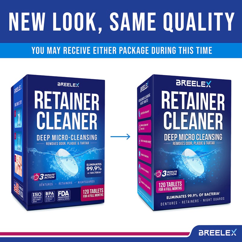 Breelex Denture Cleaning Tablets - 120 Retainer Cleaner Tablets for Aligner, Mouth & Night Guard - FSA HSA Approved Products - Dental Cleanser for Nightguard - Fresh in 3 Minute - Denture Cleaner - Image 2