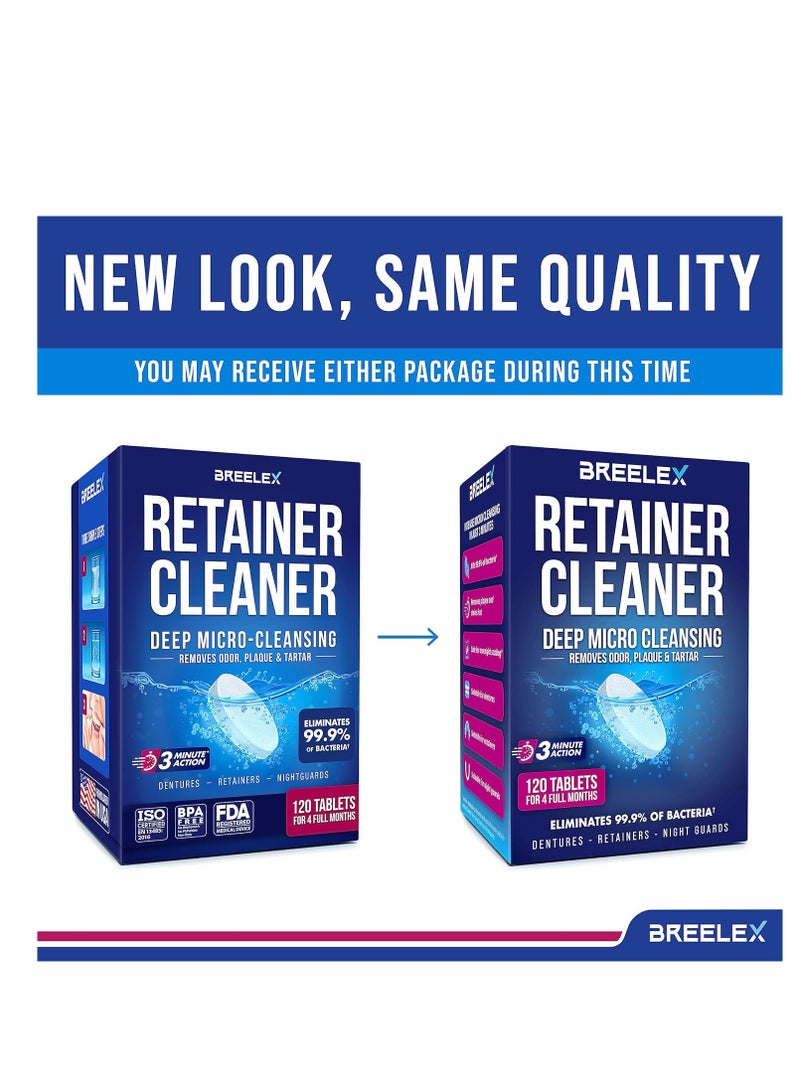 Breelex Denture Cleaning Tablets - 120 Retainer Cleaner Tablets for Aligner, Mouth & Night Guard - FSA HSA Approved Products - Dental Cleanser for Nightguard - Fresh in 3 Minute - Denture Cleaner  - Image 2