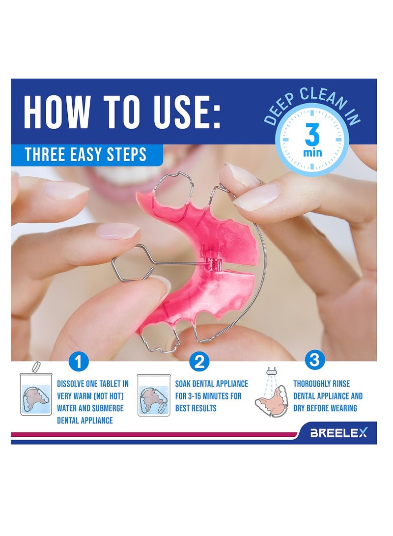 Breelex Denture Cleaning Tablets - 120 Retainer Cleaner Tablets for Aligner, Mouth & Night Guard - FSA HSA Approved Products - Dental Cleanser for Nightguard - Fresh in 3 Minute - Denture Cleaner  - Image 5