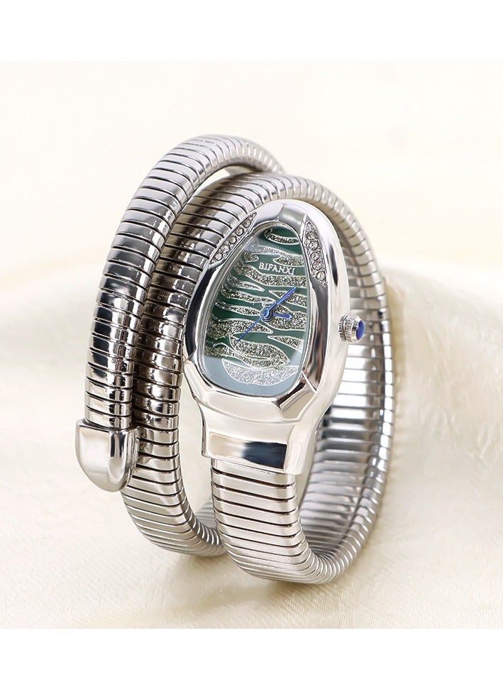 BIFANXI Women's Fashion Watch, Snake-Shaped Diamond Design Quartz Watch ,Fashionable and Versatile Diamond Watch  - Image 1