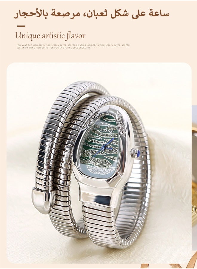 BIFANXI Women's Fashion Watch, Snake-Shaped Diamond Design Quartz Watch ,Fashionable and Versatile Diamond Watch  - Image 2