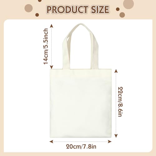 Pinsit 24Pcs Mini Canvas Tote Bags, Blank Canvas Bag, Reusable Grocery Bags, DIY Sacks Goody Bags for Kids Christmas Tote Gift Bag (Beige,8.6 x7.8 inch) - Image 2