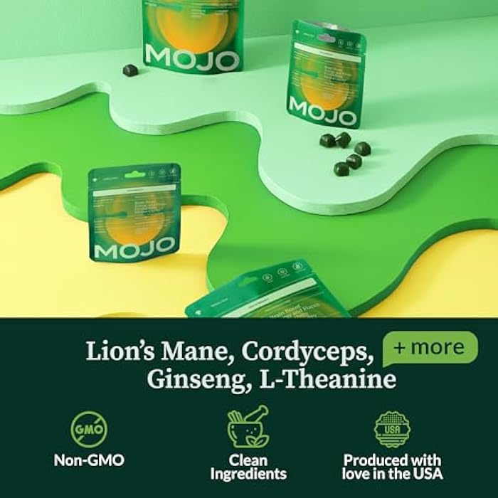 Mojo Focus Gummies Extra Strength with Lion’s Mane, Cordyceps, Ginseng & L-Theanine - Mushroom Gummies Brain Supplement for Adults, Memory/Energy Support, Focus Fuel, Yuzu Lime (2 Pack) - Image 2
