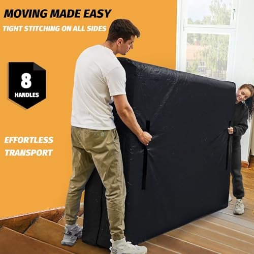 BETU Mattress Bags for Moving, BETU Mattress Protector Waterproof Mattress Cover King Size Storage Bags with 8 Heavy-Duty Handles and Zipper for Bed Extra Thick Large Reusable (82"x79"x15" Black) - Image 3