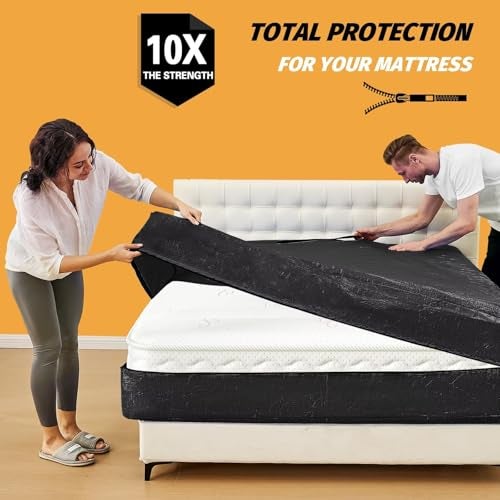 BETU Mattress Bags for Moving, BETU Mattress Protector Waterproof Mattress Cover King Size Storage Bags with 8 Heavy-Duty Handles and Zipper for Bed Extra Thick Large Reusable (82"x79"x15" Black) - Image 2