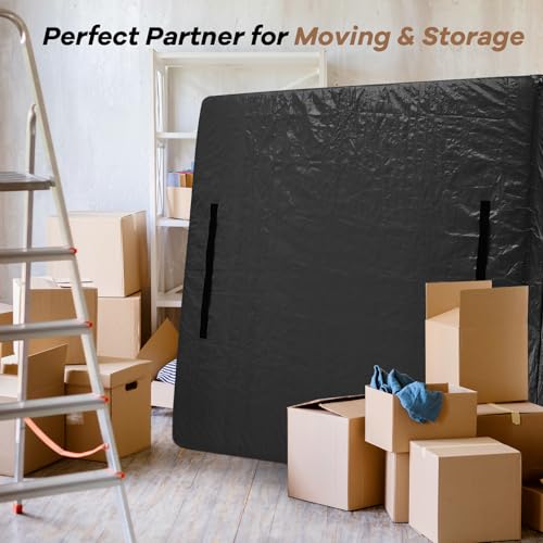 BETU Mattress Bags for Moving, BETU Mattress Protector Waterproof Mattress Cover King Size Storage Bags with 8 Heavy-Duty Handles and Zipper for Bed Extra Thick Large Reusable (82"x79"x15" Black) - Image 5
