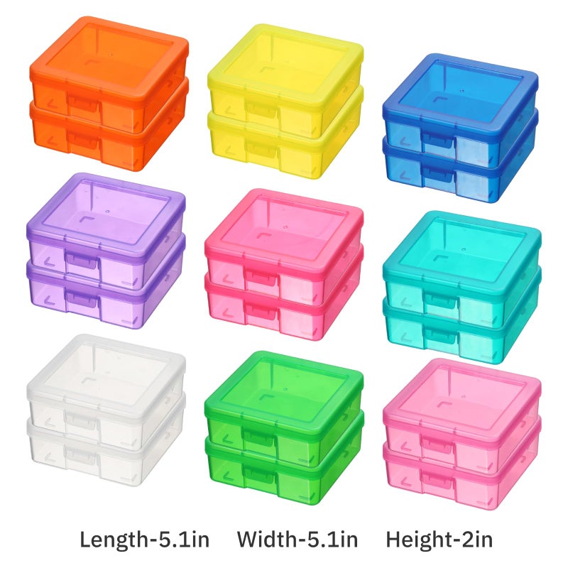 novelinks Plastic Small Storage Bins with Lids for Organizing, Mini Clear Storage Containers and Stackable Storage Box Organizer for Pencil Boxes, Task Boxes, Crayon Boxes (18 Pack Small -Color) - Image 3