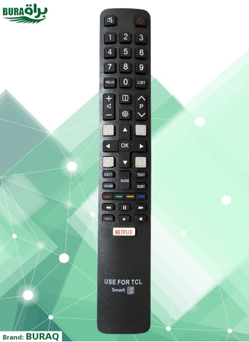 BURAQ TCL Smart TV Remote - RC802N Replacement Remote Control For TCL Smart TV LCD LED L50E3800FS LED55P6500US With Netflix Smart Key - Black 