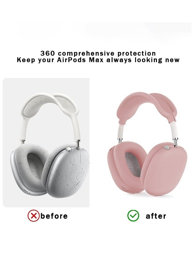 NIBEMINENT - Suitable For Apple Airpods Max Headphone Protective Case,Headphone Case,Silicone Protective Case,Three In One Earphone Case,Scratch Resistant Ear Protective Case,Pink - Image 1