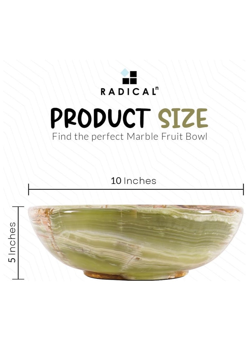 RADICALn - Radicaln Marble Fruit Bowl 10' Green Onyx Handmade Fruit and Vegetable Holder - Salad Bowl, Popcorn Bowl for Farmhouse Kitchen Décor - Banana Holder - Image 1