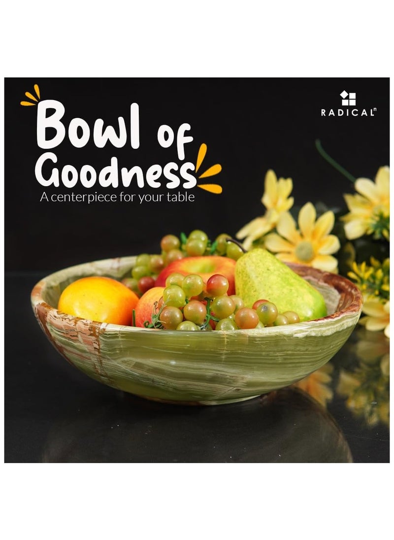 RADICALn - Radicaln Marble Fruit Bowl 10' Green Onyx Handmade Fruit and Vegetable Holder - Salad Bowl, Popcorn Bowl for Farmhouse Kitchen Décor - Banana Holder - Image 1
