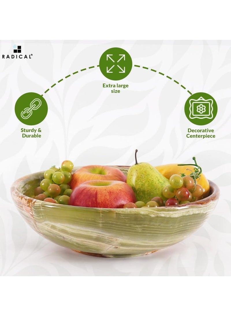 RADICALn - Radicaln Marble Fruit Bowl 10' Green Onyx Handmade Fruit and Vegetable Holder - Salad Bowl, Popcorn Bowl for Farmhouse Kitchen Décor - Banana Holder - Image 1