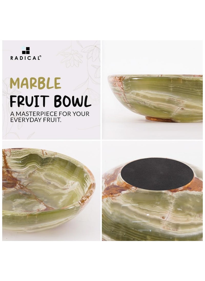 RADICALn - Radicaln Marble Fruit Bowl 10' Green Onyx Handmade Fruit and Vegetable Holder - Salad Bowl, Popcorn Bowl for Farmhouse Kitchen Décor - Banana Holder - Image 1