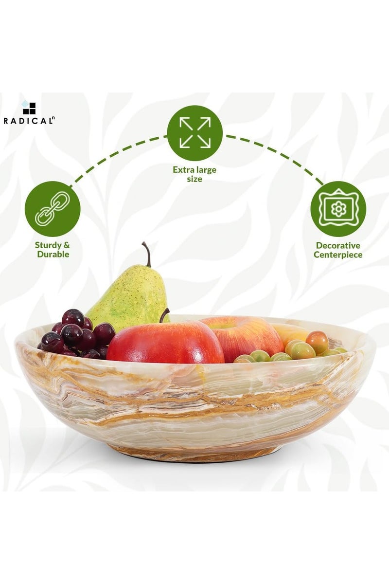 RADICALn Marble Fruit Bowl for Kitchen Counter 10" Inches Green Onyx Handmade Decorative Bowl for Dining Table Decor - Image 3