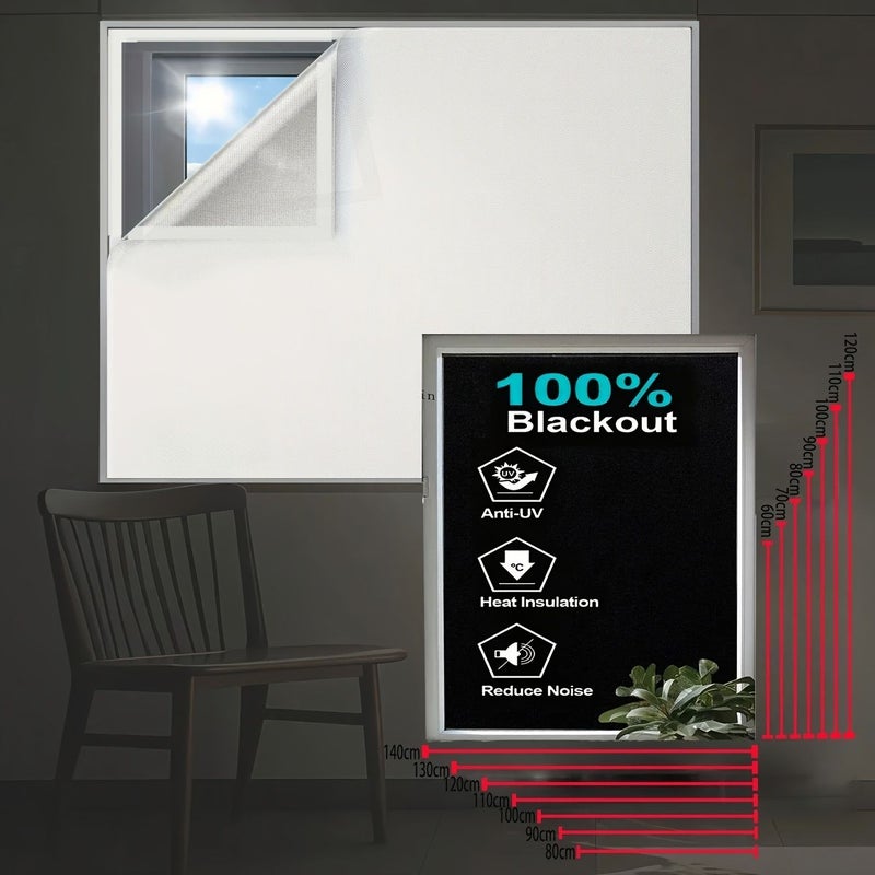 No Drilling Required Blackout Curtain for Bedroom White 55.12x55.12 Inch Window Shade - Image 2