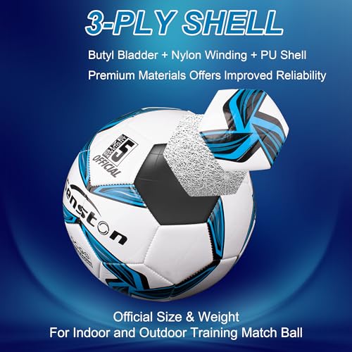 Senston Size 5 Football – Durable PU Leather Soccer Ball for Adults, Youth & Kids | Training & Match Play | Includes Air Pump - Image 3