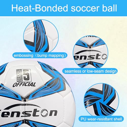 Senston Size 5 Football – Durable PU Leather Soccer Ball for Adults, Youth & Kids | Training & Match Play | Includes Air Pump - Image 2
