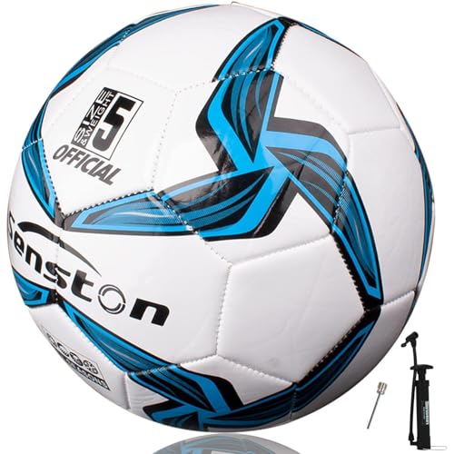 Senston Size 5 Football – Durable PU Leather Soccer Ball for Adults, Youth & Kids | Training & Match Play | Includes Air Pump - Image 1