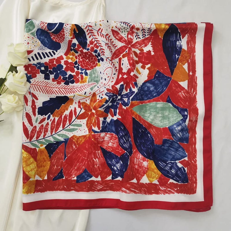 Julunar Silk Like Head Scarf for Women - Satin Large Hair Scarves - 35" Square Silk Hair Wrap for Sleeping with Gift Packed - Image 2