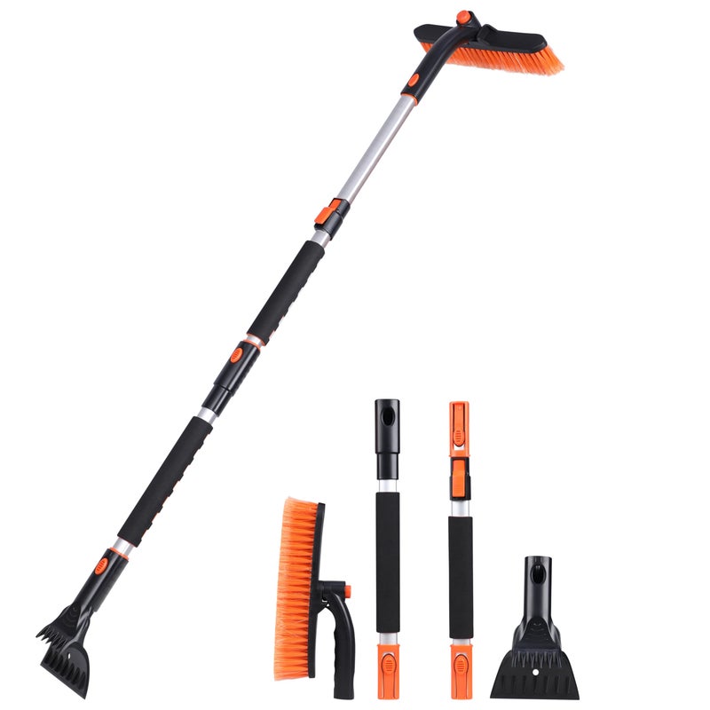 EcoNour 53â€³ 3 in 1 Extendable Snow Brush with Ice Scraper for Car Windshield | 360Â° Pivoting Long Snow Brush for SUV, Truck, and Car | Winter Car Accessories - Image 1