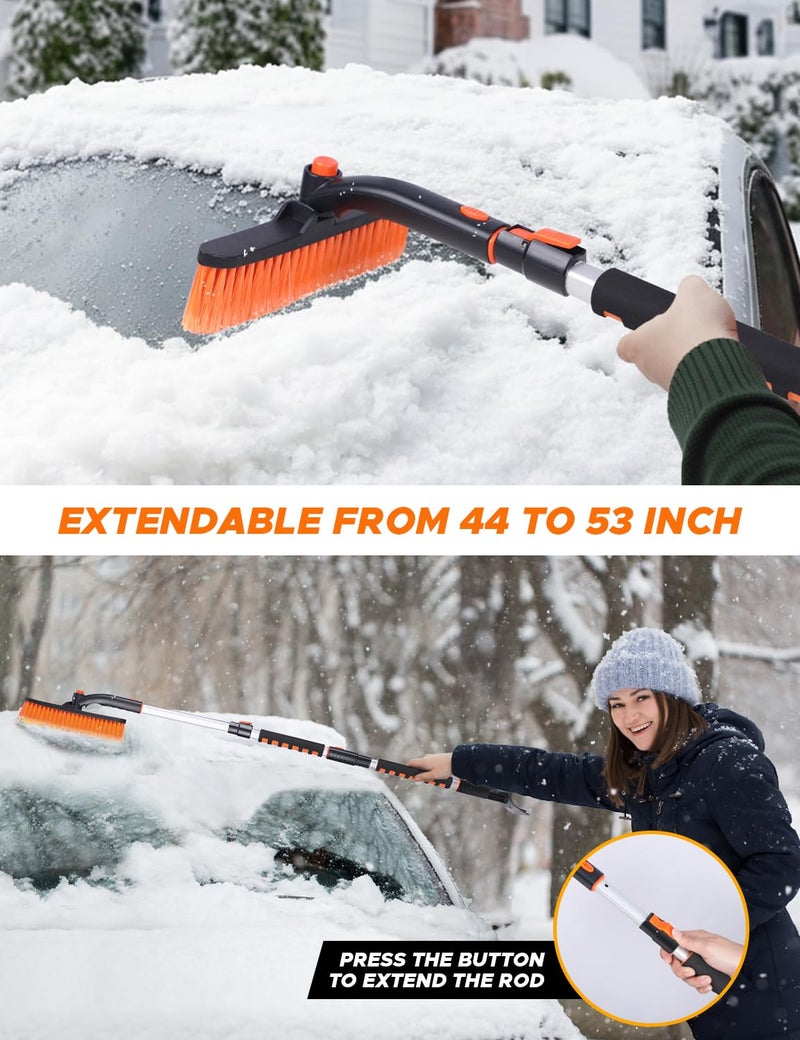 EcoNour 53â€³ 3 in 1 Extendable Snow Brush with Ice Scraper for Car Windshield | 360Â° Pivoting Long Snow Brush for SUV, Truck, and Car | Winter Car Accessories - Image 4