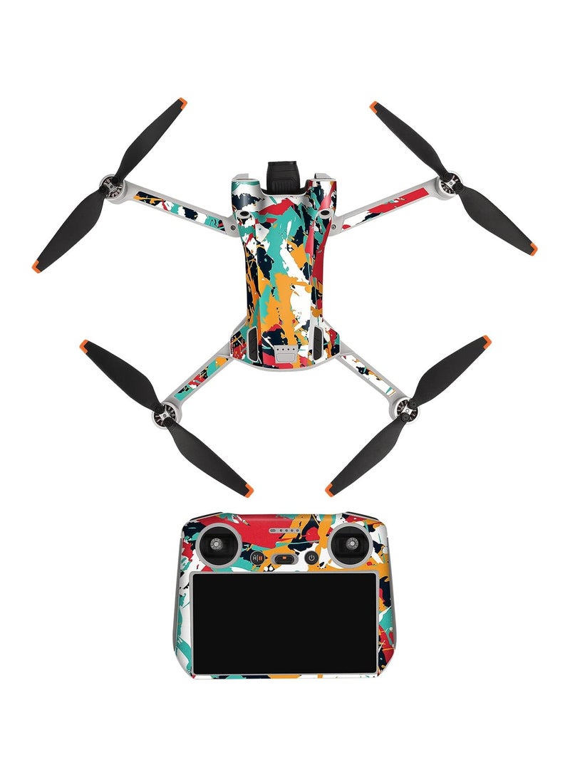 مجموعة ملصقات طائرة DJI Mini 3 Pro، مجموعة ملصقات جلدية ذاتية اللصق مقاومة للماء 3M، ملحقات تزيين وحماية لجهاز التحكم عن بعد لطائرة Mini 3 Pro من DJI. - Image 1