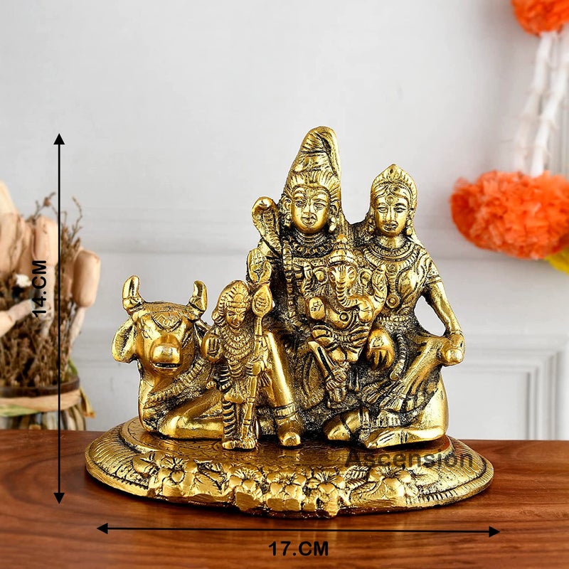 ascension Metal Shiva Parvati Ganesh Idol Shiv Parivar Murti Statue Hindu Shiva Idols Family Sitting On Nandi Showpiece Figurine for Home Office Pooja Room Living Room Bedroom Decoration - Image 4