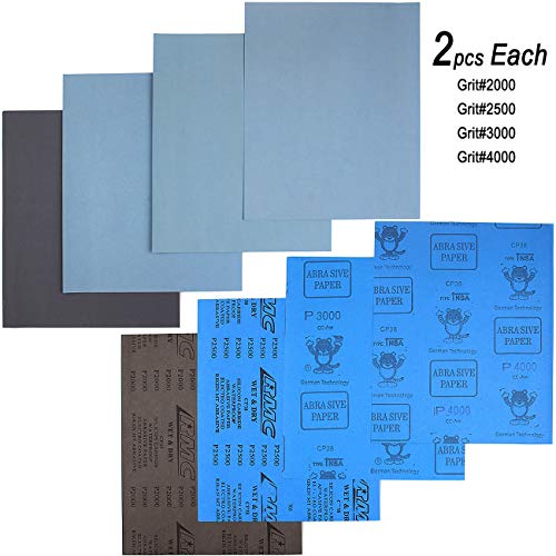 CenterZ 9x11 inch 18 Sheets Sandpaper, Wet or Dry 2000-12000 Grit 9 Assortment Sand Paper, Extra Fine Abrasive Pads for Automotive Sanding, Wood Turing Finishing, Metal Furniture Polishing and More - Image 4
