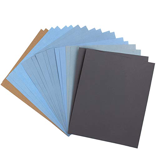CenterZ 9x11 inch 18 Sheets Sandpaper, Wet or Dry 2000-12000 Grit 9 Assortment Sand Paper, Extra Fine Abrasive Pads for Automotive Sanding, Wood Turing Finishing, Metal Furniture Polishing and More - Image 1