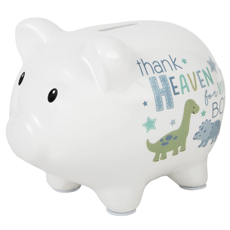 Baby Essentials My First Piggy Bank, Baby's First Piggy Banks for Boys and Girls (Thank Heaven Dinos) - Image 1