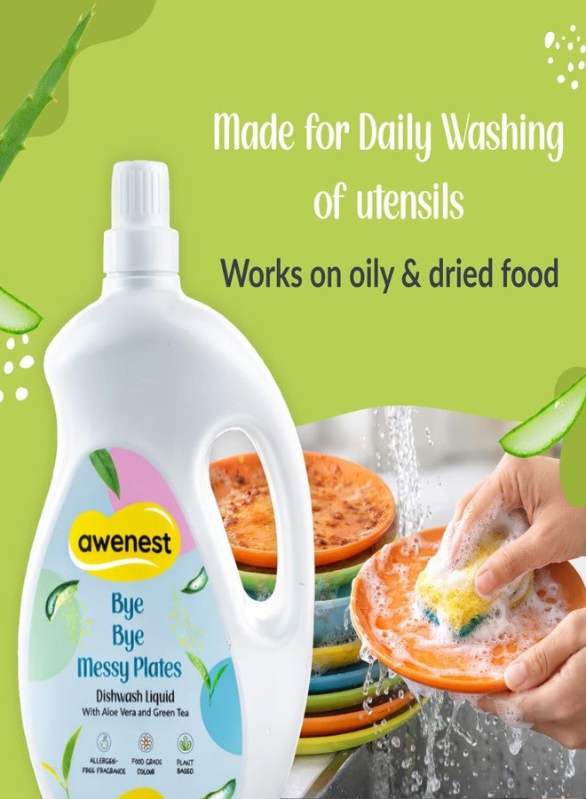 awenest No-toxin Plant Based Organic Dishwash Concentrate - 2 Liter | Orange and Lemon | 0% Harmful Chemicals | Baby, Pet safe Natural Organic Gel - Image 3