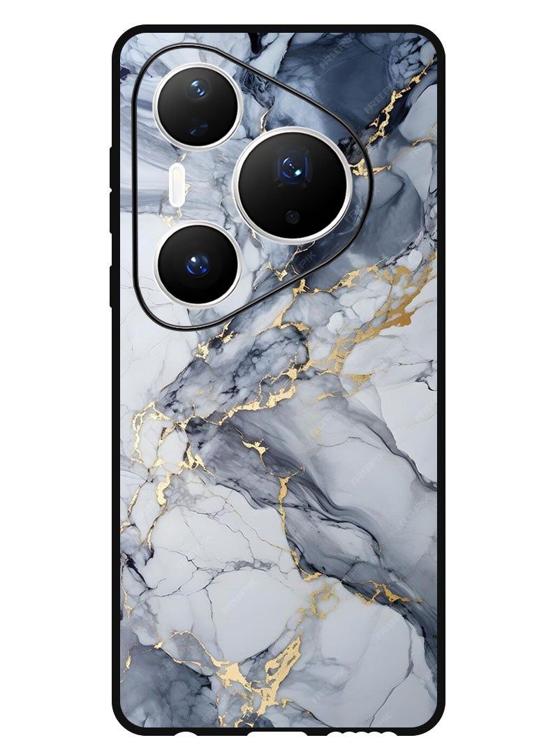 Theodor Case Compatible with Huawei Pura 80 Pro Plus 6.8 Inch Protection Shockproof Bumper Cover Grey Marble Blush - Image 1