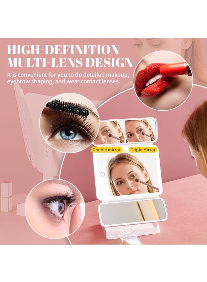 LED Makeup Mirror with Lights – 3-Panel Tri-Fold Vanity Mirror, 360° Rotation, 3 Light Modes, Touch Control, Portable Beauty Mirror for Dressing Table - Image 4