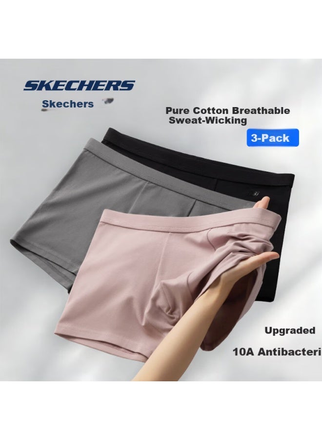 Skechers Men's Official 10a Antibacterial Cotton Underwear Comfortable Breathable Boxer Briefs Sports Four-point Underwear Gift Box Set - Image 1