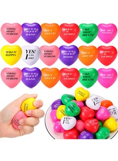 Jerify 48 Pieces Heart Stress Balls Foam Ball Inspirational Colorful Motivational Stress Balls Quotes Anxiety Relief Toys For Kids Adults Wedding School Carnival Reward 8 Colors  - Image 1