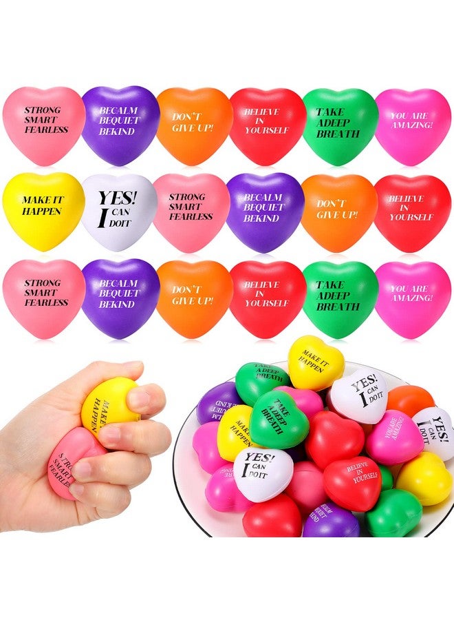 جيريفي 48 قطعة من كرات الضغط على شكل قلب، كرة إسفنجية ملهمة ملونة، كرات ضغط تحفيزية، اقتباسات، ألعاب تخفيف القلق للأطفال والكبار، مكافأة كرنفال المدرسة، 8 ألوان - Image 1