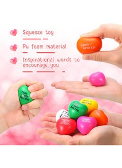 Jerify 48 Pieces Heart Stress Balls Foam Ball Inspirational Colorful Motivational Stress Balls Quotes Anxiety Relief Toys For Kids Adults Wedding School Carnival Reward 8 Colors  - Image 3