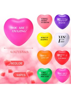 Jerify 48 Pieces Heart Stress Balls Foam Ball Inspirational Colorful Motivational Stress Balls Quotes Anxiety Relief Toys For Kids Adults Wedding School Carnival Reward 8 Colors  - Image 2