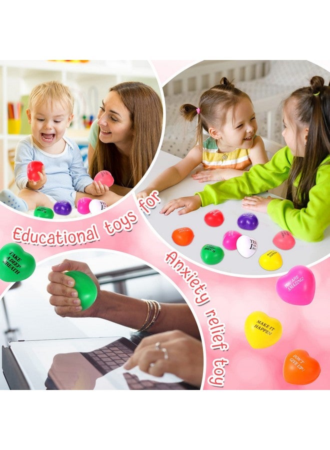 جيريفي 48 قطعة من كرات الضغط على شكل قلب، كرة إسفنجية ملهمة ملونة، كرات ضغط تحفيزية، اقتباسات، ألعاب تخفيف القلق للأطفال والكبار، مكافأة كرنفال المدرسة، 8 ألوان - Image 5